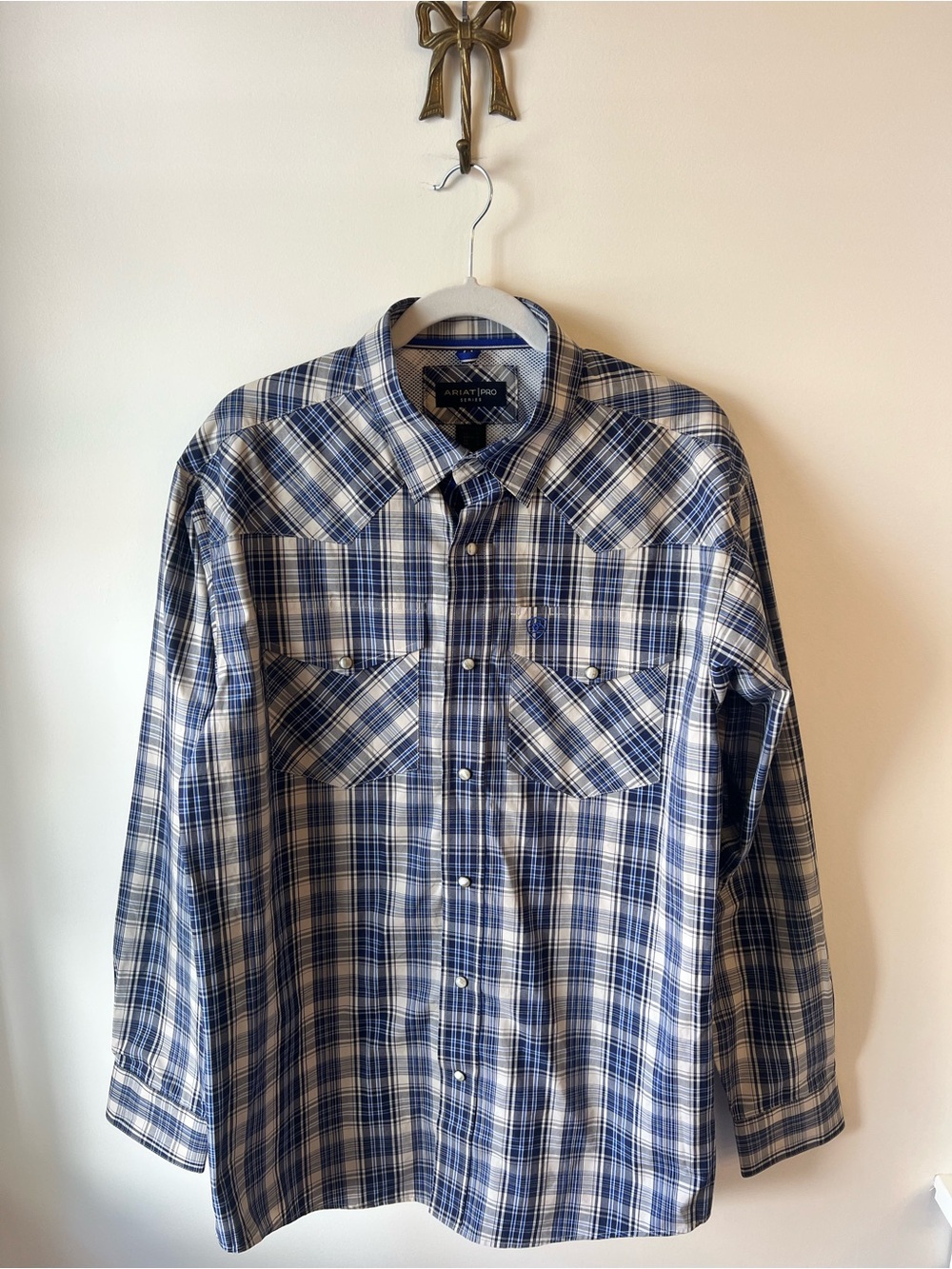 NWT Ariat Men's Long Sleeve Sandy Snap Button Shirt Blue Striped Western